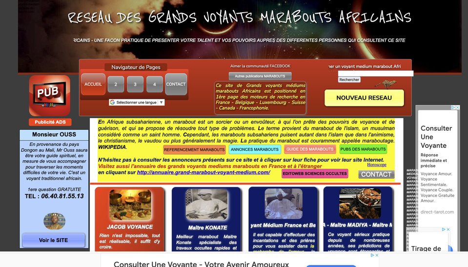 Votre publicité de Marabout sur le Grand réseau des marabouts à prix exceptionnel Votre publicité de Marabout sur le Grand réseau des marabouts à prix exceptionnel